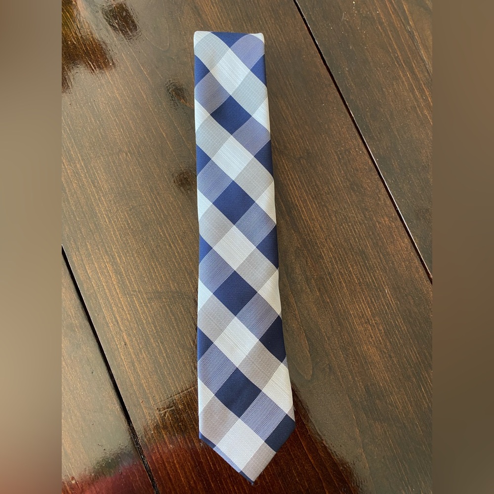 Chaps Blue & Black & Gray Plaid Tie